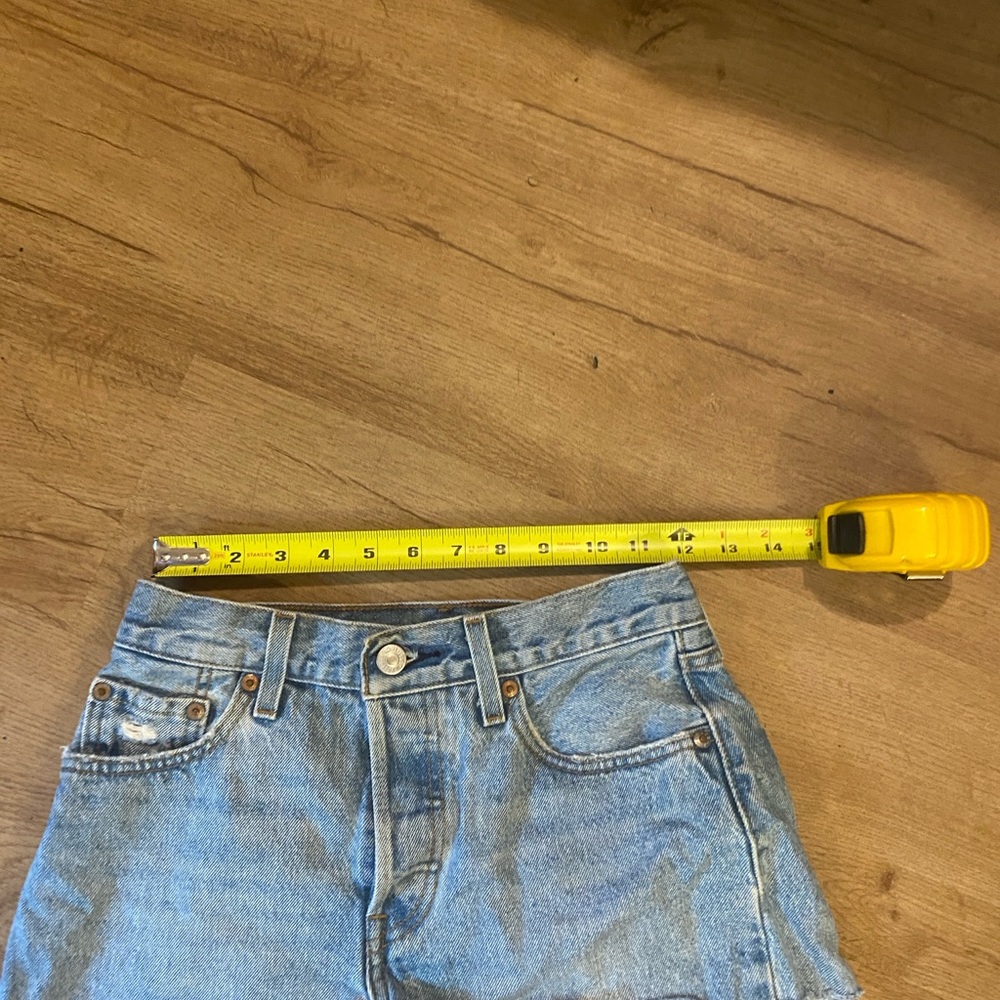 Levi's Light Blue Distressed Jean Shorts - Picture 8 of 15